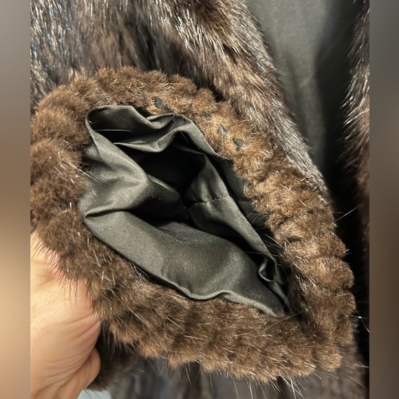 Vintage Mahogany Mink Fully Let Out Bomber Jacket Size 12-14 L XL Silk Lining - Picture 13 of 17